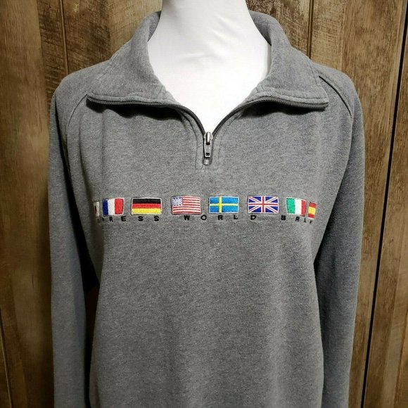 Express World Brand Sweaters - Express World Brand Vintage 90s Flag Sweater